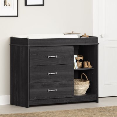 Tassio Wide Changing Table with Drawers Weathered Oak -  South Shore, 13286