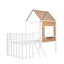 Metal Twin size Loft Bed with Roof, Window, Guardrail, Ladder-114556183