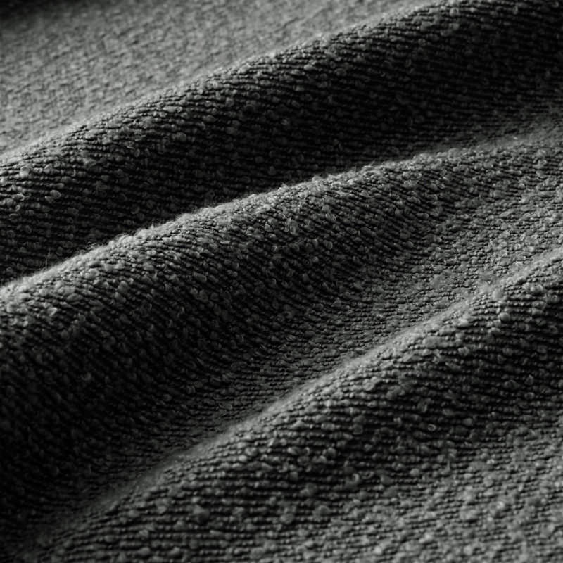 Boucle Fabric 2-Seat Loveseat Sofa Couch with Distinctive Shell-Shaped Armrests & 1 Ottoman, Dark Gray Polyester