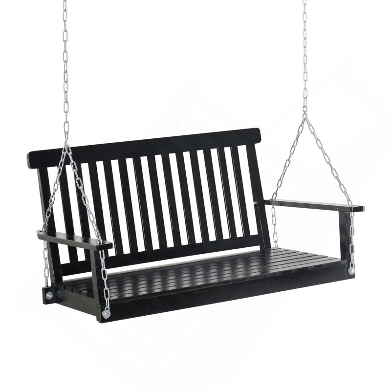 Balancelle à 2 places avec chaise de balançoire de patio avec lattes et chaînes, capacité de poids de 440 lb