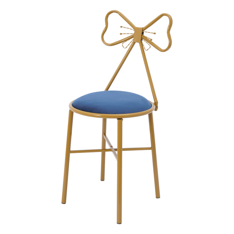 Fauteuil à dossier papillon 13,39 po, Bleu, Velours