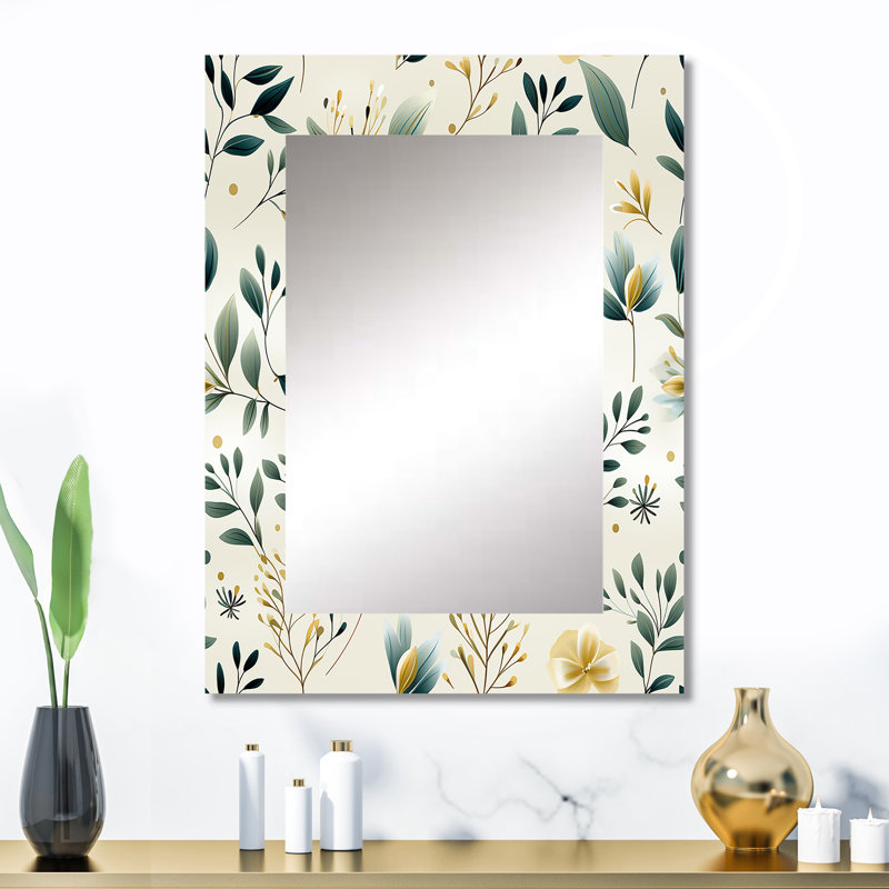 Mariam minimaliste botanique - miroir décoratif botanique, miroir mural bohème, impression d'art en métal, 32 po x 24 po