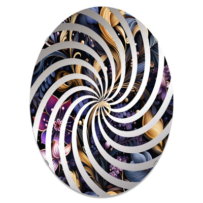 Paisley romantique bleu et mauve - Miroir décoratif Vortex | Ovale
