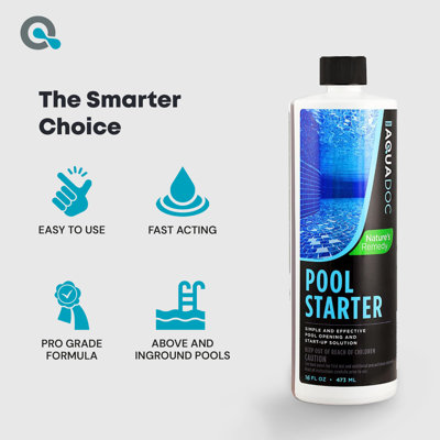 Produit chimique d'ouverture de piscine - 16 oz pour un maximum de 15 000 gallons - Ensemble de démarrage de piscine pour piscines hors terre et creusées - Produits chimiques pour piscine AquaDoc fabriqués aux États-Unis