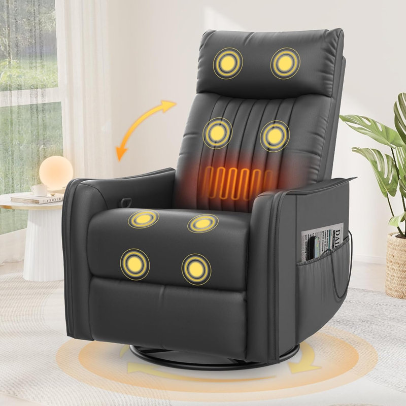 67cm Wide Lift Assist Home Theatre Recliner with Massager, Black