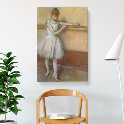 Ballet Ballerina Dancer At The Bar by Edgar Degas - Wrapped Canvas Painting