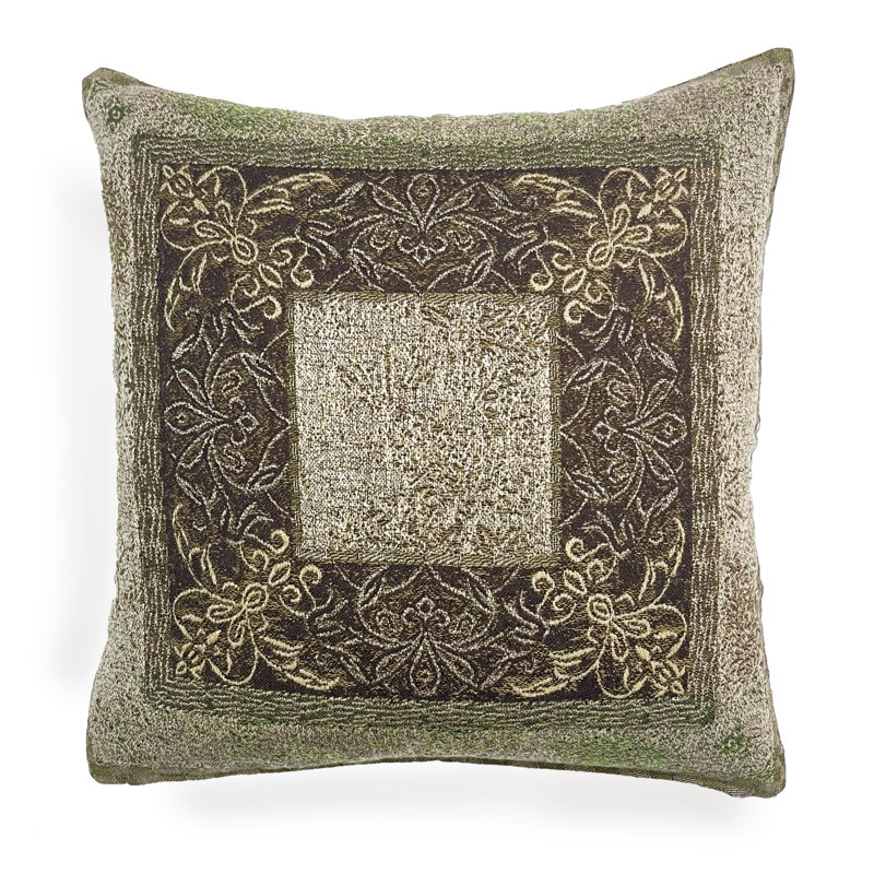 Coussin réversible à motif cachemire mystique, Brun / olive