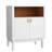 Cortize White 2-Door Accent Chest with Open Wood-Grain Shelf, Brass-Colored Hardware & Genuine Leather Loop Pulls-1690014126