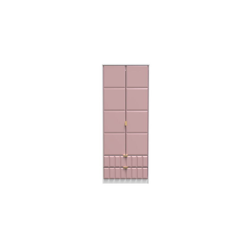 Fully Assembled 3 Door Wardrobe, 197cm H x 74cm W x 53cm D, Pink/White