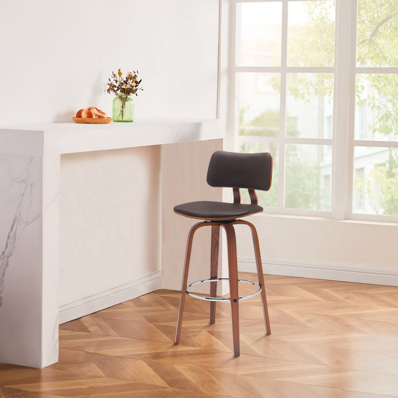 Aylis Swivel Upholstered Counter Stool, Brown, Brown, Bar Stool (30” Seat Height)