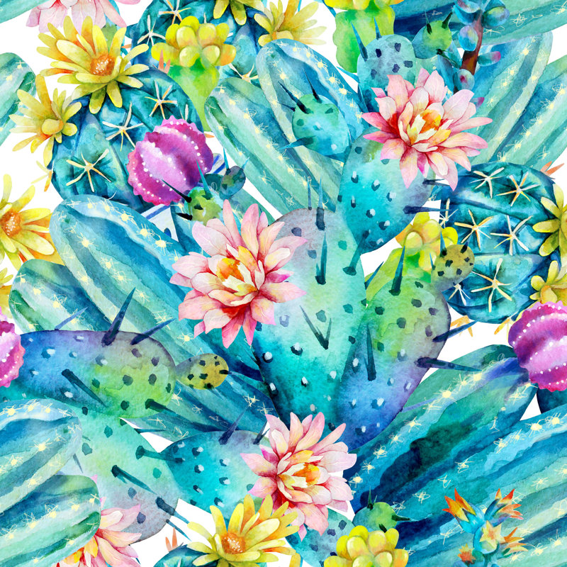 Rouleau de papier peint adhésif cactus, L 16,67 po x l 25 po