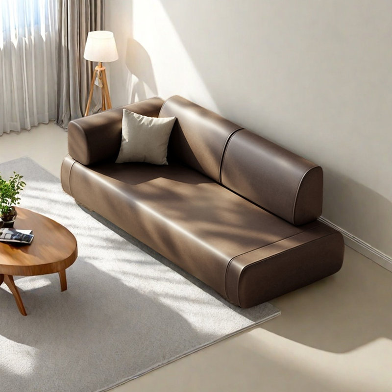 Chaise longue en similicuir de style moderne, Brun, Orienté à gauche (vu de face)