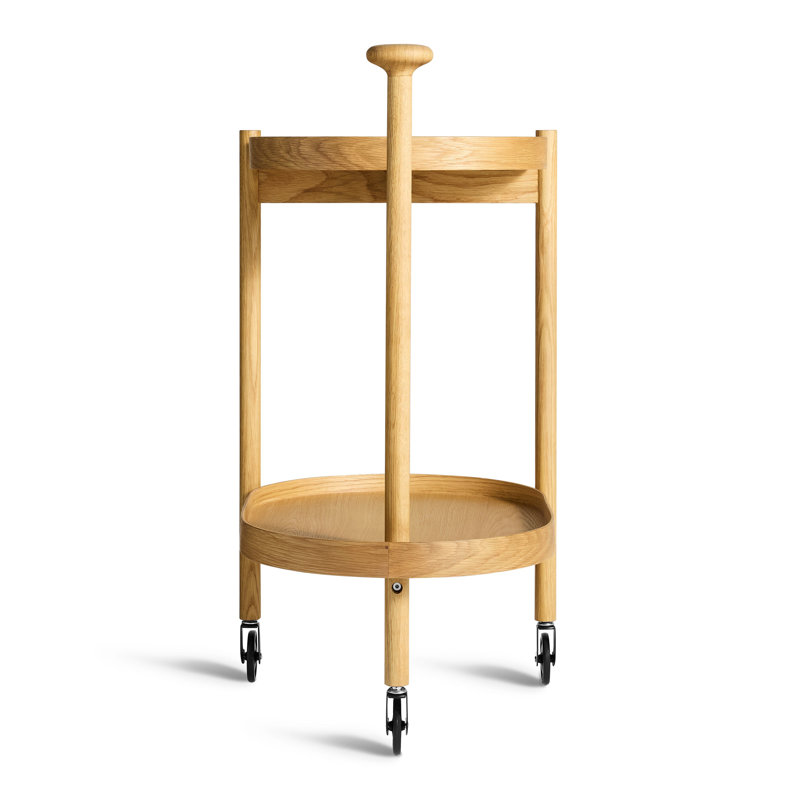 Por Favor Bar Cart with Wheels, White Oak