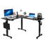 Bureau en L en forme de L, bureau de jeu de coin électrique à hauteur réglable avec crochets et roulettes doubles, table d'ordinateur en L robuste en acier au carbone avec multiprise pour bureau personnel, facile à assembler, noir