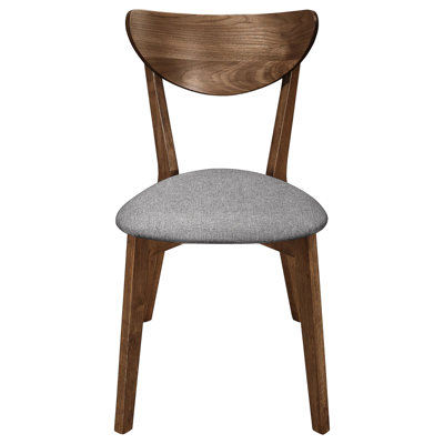 2 Natural Walnut And Grey Upholstered Dining Chair - Mid-Century Flair With Seats
