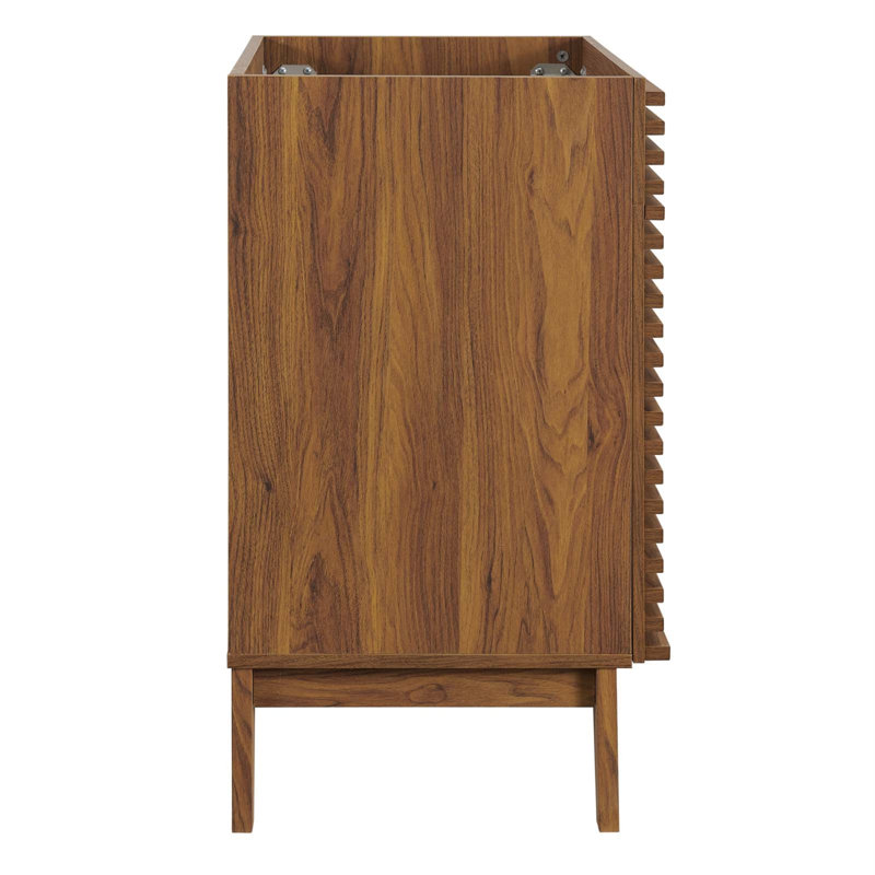 Mid-Century Modern Render 24" Walnut Grain Bathroom Vanity Cabinet