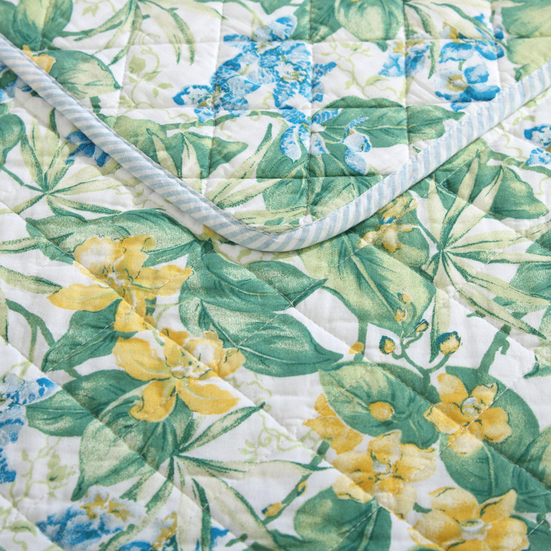 Blue Cotton Reversible Full Quilt Set