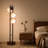  67.5'' Walnut Tree Floor Lamp With Remote Control & 3 Bulbs