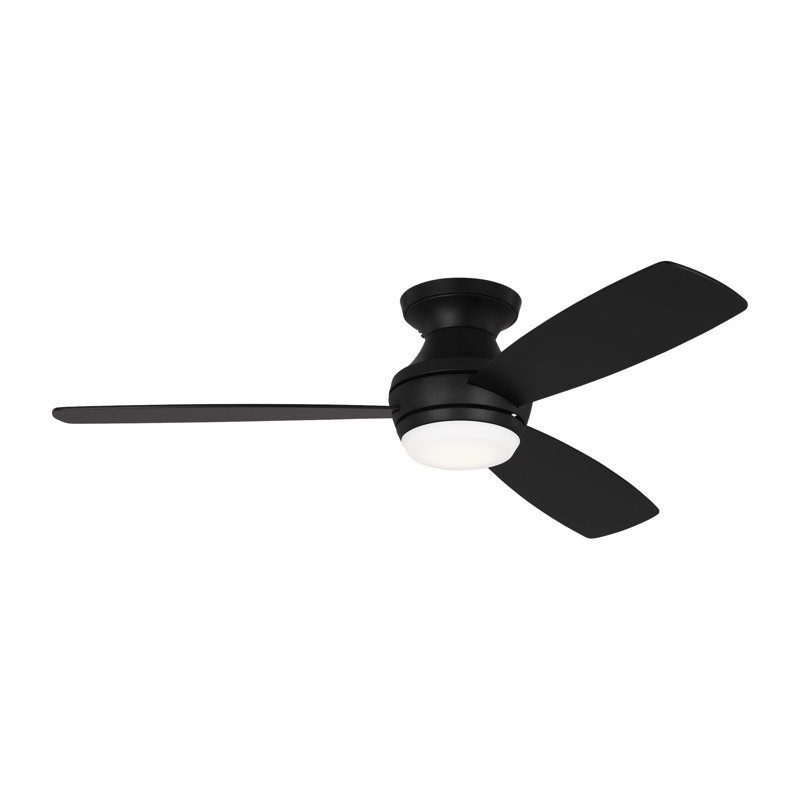 Ikon LED Ceiling Fan, 52", Midnight Black with Black/Walnut Blades