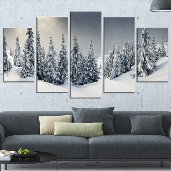 Millwood Pines Winter Landscape On Canvas 5 Pieces Print | Wayfair