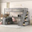 Lit mezzanine avec 7 tiroirs, 2 tablettes et un bureau-908904765-908904766
