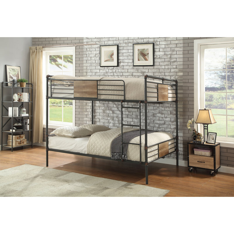 Lit superposé Brantley Sandy Black & Bronze foncé brossé à la main, Grand sur grand
