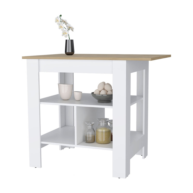 Îlot de cuisine à 3 tablettes Adeline - blanc