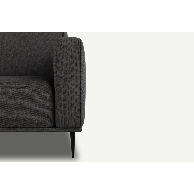 Daglas Modern Sofa, Black, 2, 77cm H x 164cm W x 90cm D