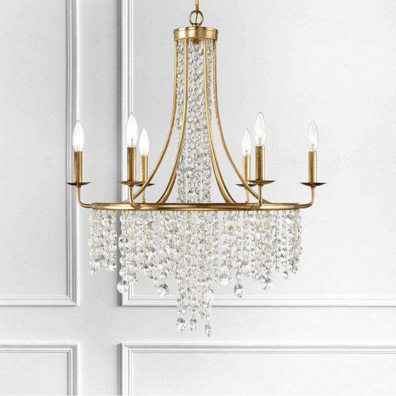 Mardis 6 - Light Dimmable Wagon Wheel Chandelier, Gold