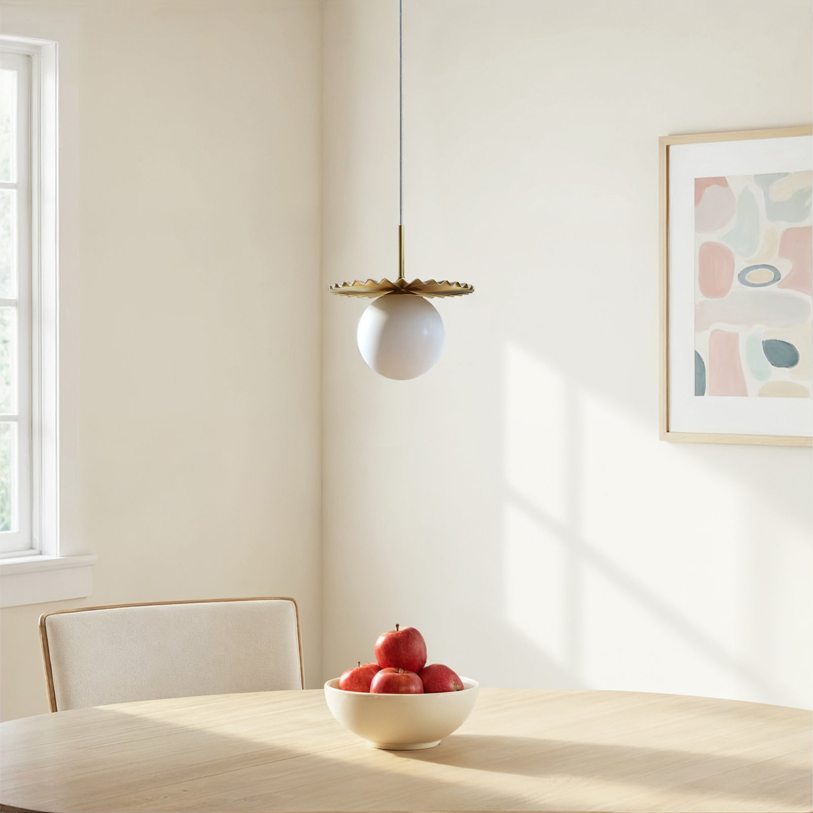 Abbey Dimmable Wrought Iron Single Light Pendant, Polished Brass