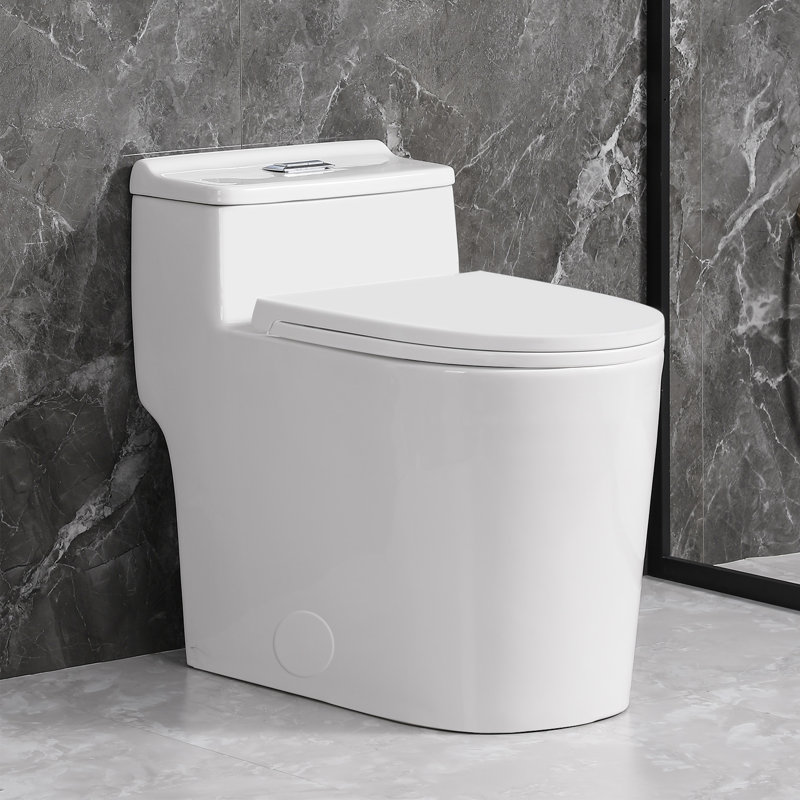 Elongated One Piece Toilet Tall Bowl 17.3-inch Comfort For Seniors Tall Person,White, White