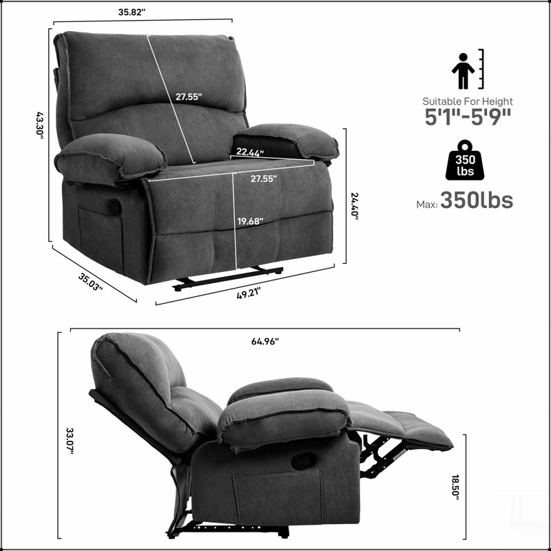 Fauteuil inclinable manuel surdimensionné pour le salon