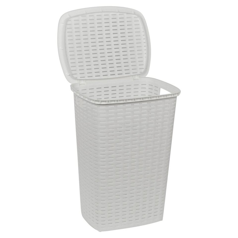 Plastic Laundry Hamper, White