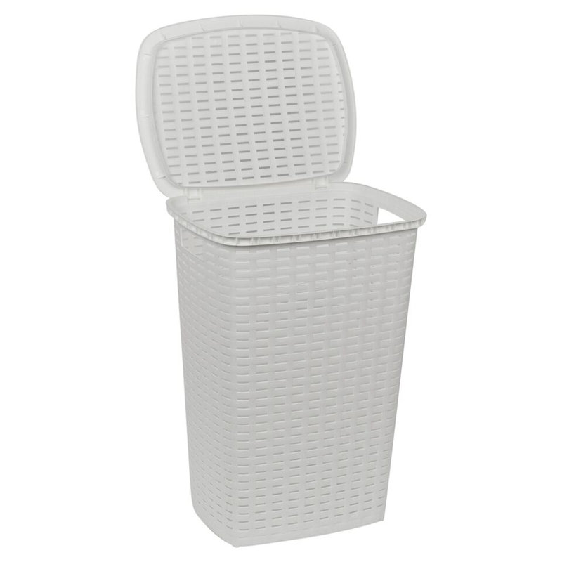 Plastic Laundry Hamper, White