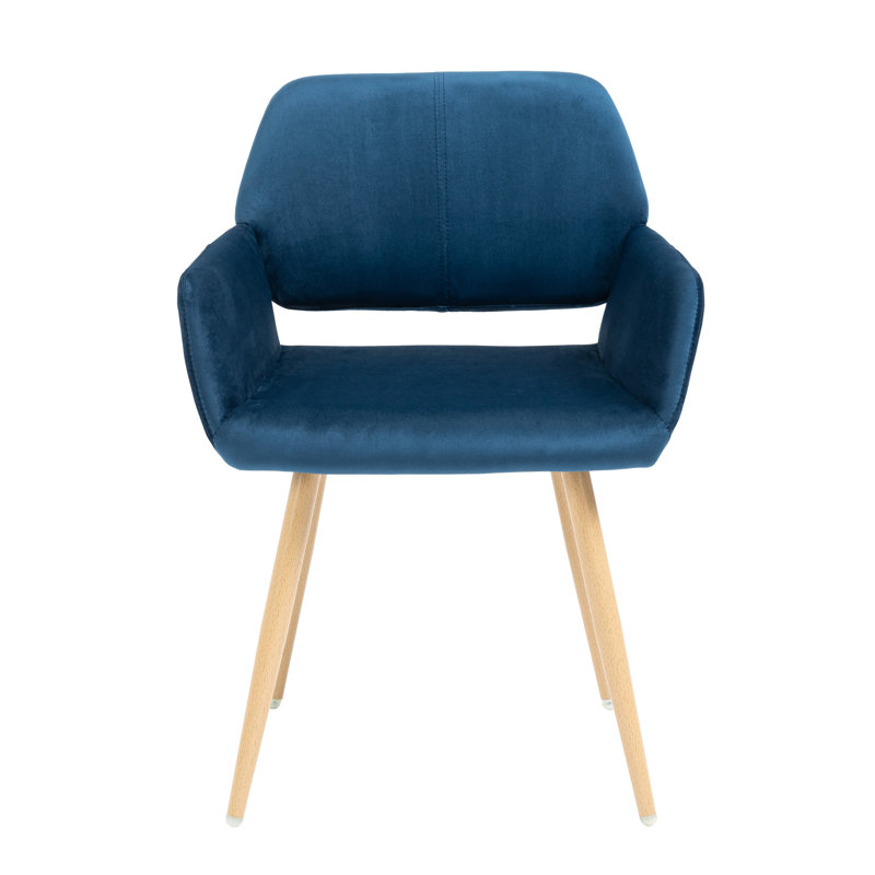 Chaise rembourrée en velours à dossier ouvert, Bleu