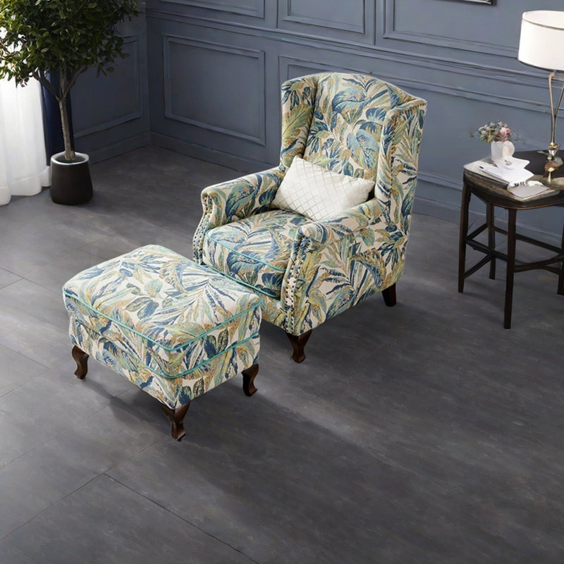 Sponge chenille jacquard recliner in solid wood