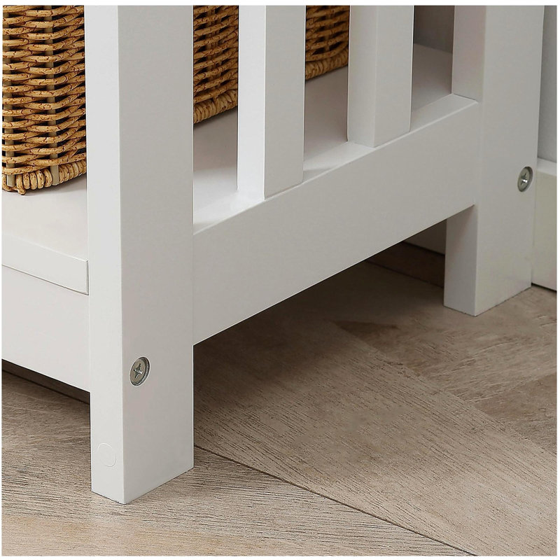 Console de couloir avec tiroir extra large et 2 tablettes ouvertes, Blanc