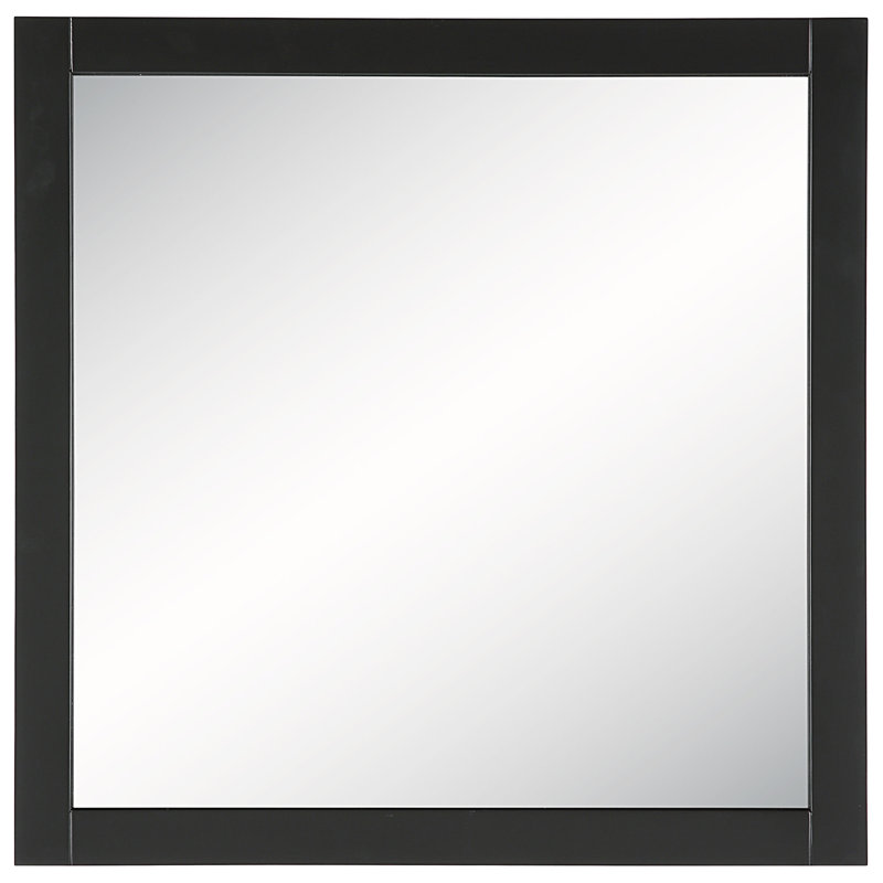 Akhari Wood Wall Mirror, 30" x 30", Soft Matte Black