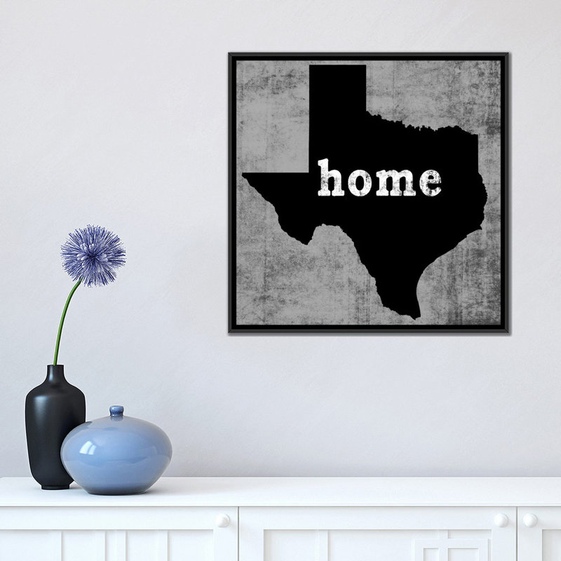 «This is Home Series: Texas», impression sur toile, H 18 po x l 18 po x P 1,5 po, Toile avec cadre noir, Pas de tapis