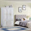 Armoire en bois manufacturé Saloma, blanc, H 74 po x l 47,2 po x P 20 po