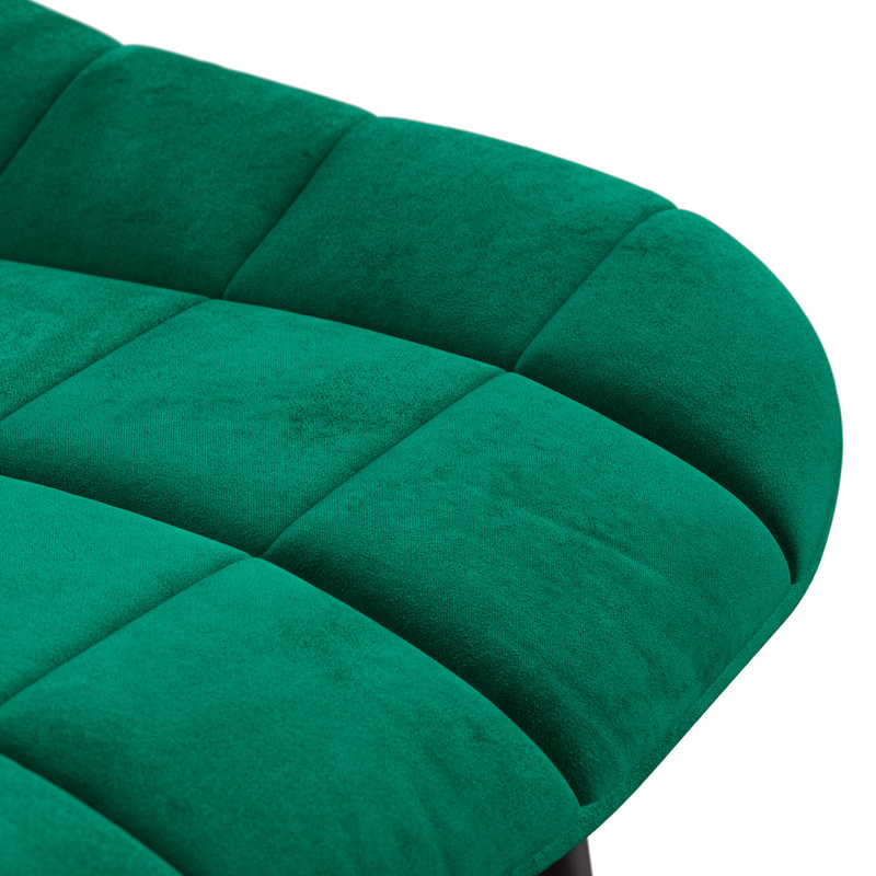 Bierman 45cm H Velvet or Faux Leather Upholstered Dining Chair, Black Metal Legs, Set Of 6, Green Velvet