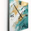 Golden Morning Glory, peinture or sur fond bleu sarcelle I - Très grandes horloges murales modernes-99636224