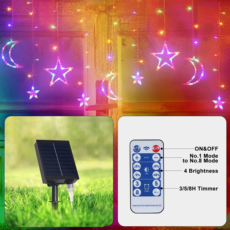 Star Moon Solar String Lights