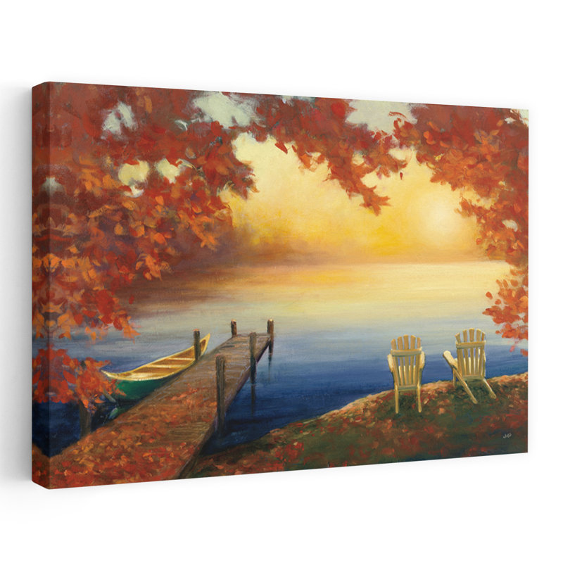 Automne lueur Crop V2 - chaises Adirondack automne bleu bateau Art, H 16 po x l 24 po