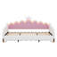 Lit de jour simple extensible princesse avec lumières DEL pour enfants, cadre de lit de jour princesse rembourré moderne avec tête de lit couronne-1652400071