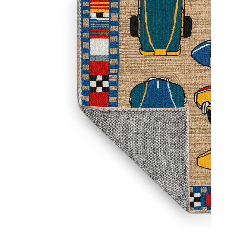 Tapis beige lavable à la machine, Rond 8 pi