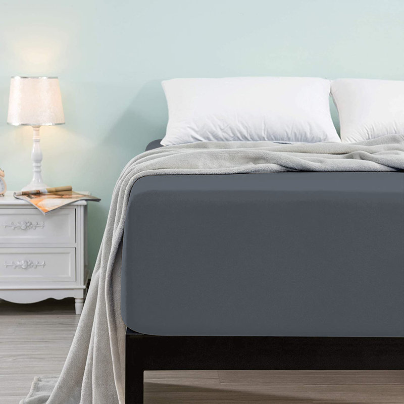 Microfiber Brushed Deep 40cm Fitted Bed Sheet, Charcoal, Double (4'6)
