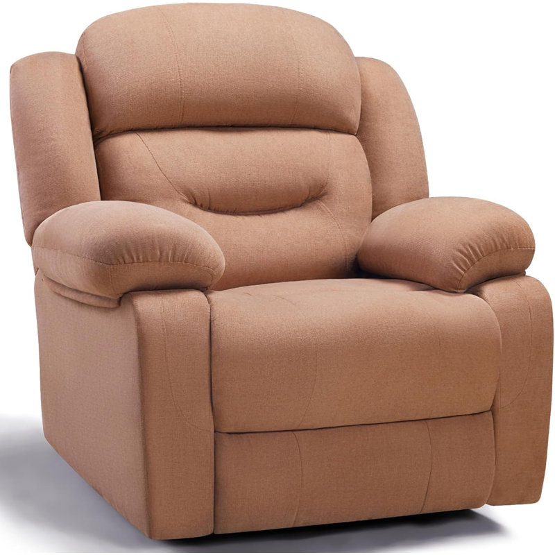 Fauteuil inclinable manuel en tissu avec accoudoirs et dossier rembourrés, canapé de salon doux pour le salon, Brun