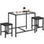 Ensemble de table de salle à manger moderne en verre pour petits espaces, table de cuisine rectangulaire avec 3 chaises, ensemble de salle à manger de mobilier de maison, noir - ensemble de 4 pièces / taille standard / verre et métal / moderne