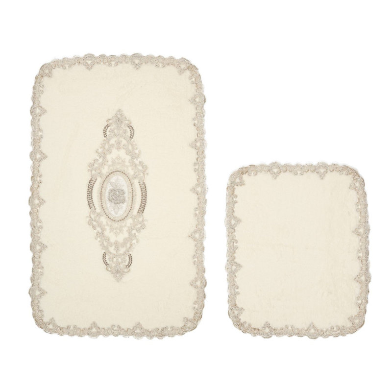 Luxurious Bathmat Set (2 Pieces), 19.7 x 23.6 inches & 23.6 x 39.4 inches | 100% Polyester, 1500 g/m², 0.6 in Pile Height | Non-Slip Underside, Antibacterial, Easy to Clean, Machine Washable